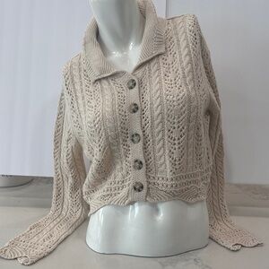Jessica Simpson Beige Cable Knit Cardigan